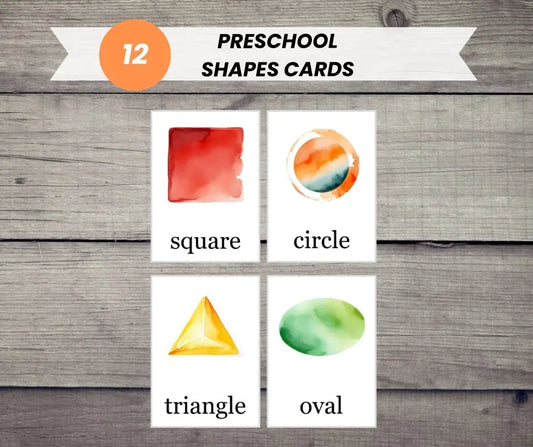 12 rainbow shapes - educational printable flash cards