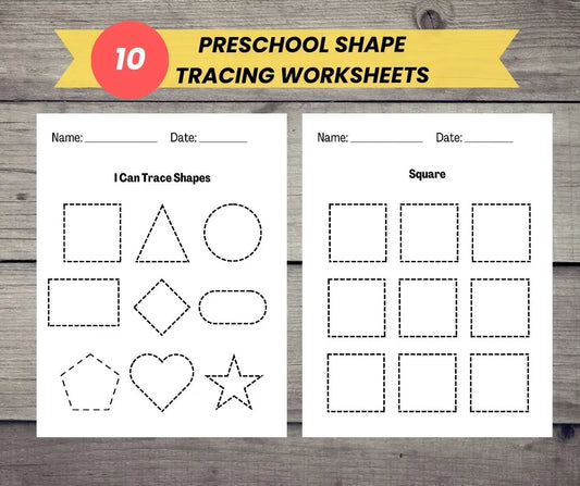 preschool shape tracing worksheets