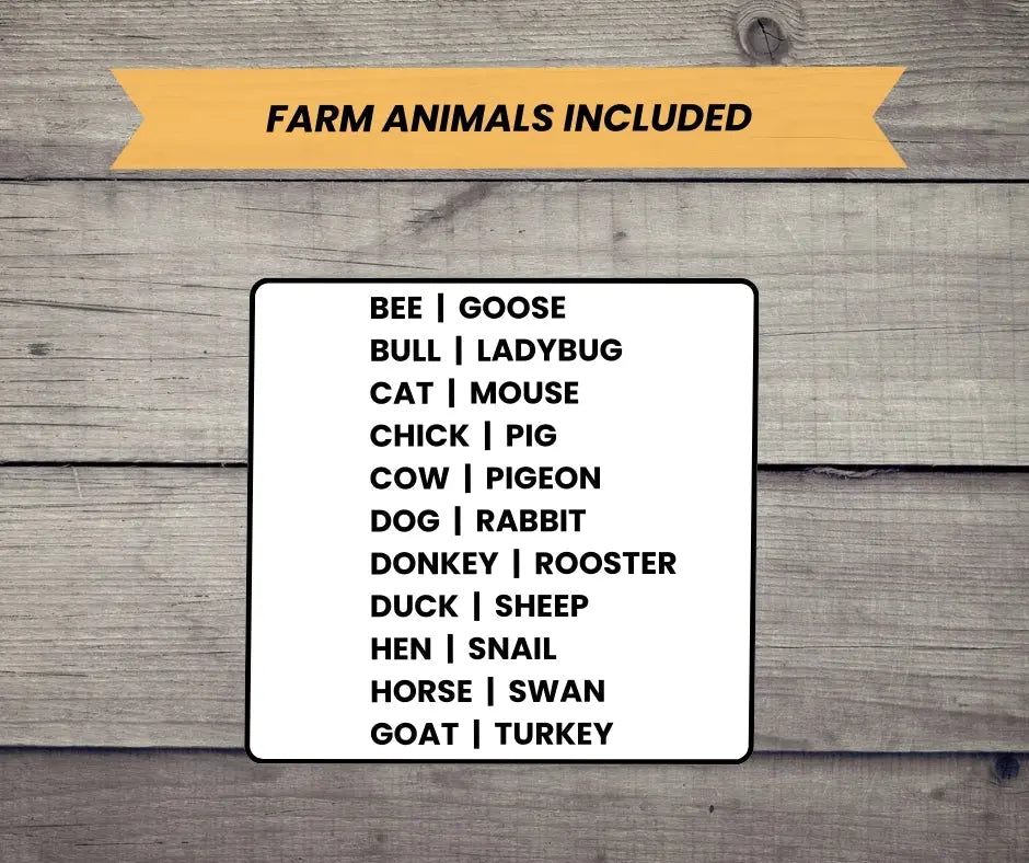 farm animals - educational printable flash cards